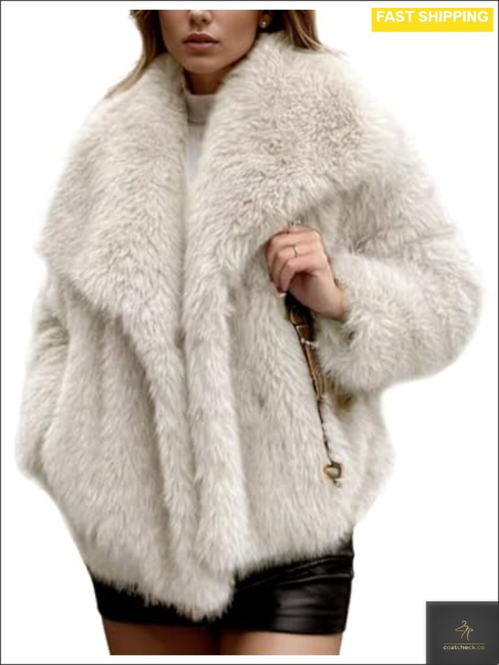 Faux Fur Coat Womens Fluffy Fur Jacket Fuzzy Cropped Overcoat